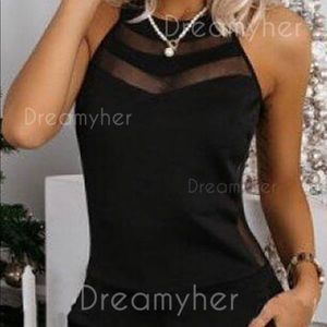 Sleeveless Black Mesh Top